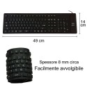 Tastiera silicone flessibile USB PS2 laptop PC notebook impermeabile lavabile