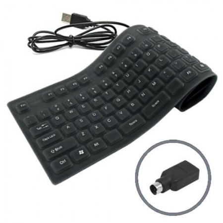 Tastiera silicone flessibile USB PS2 laptop PC notebook impermeabile lavabile