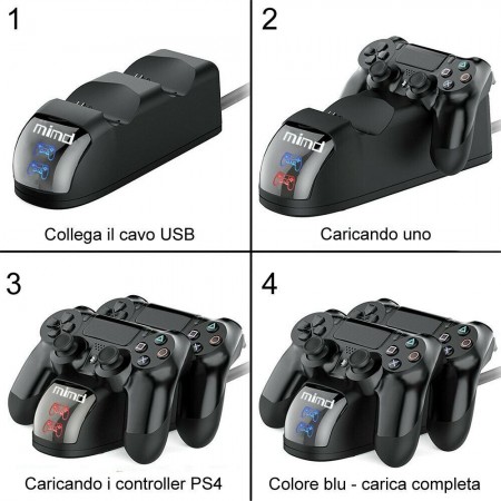 Doppio caricatore Joypad per Playstation 4 controller PS4 dualshock 2 micro USB