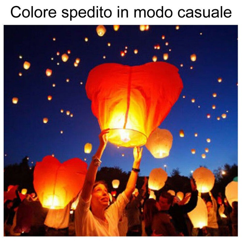 10x Lanterna mongolfiera cinese volante forma CUORE festa matrimonio lanterne