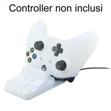 Stand BIANCO supporto ricarica controller Xbox ONE S doppio caricatore Joystick