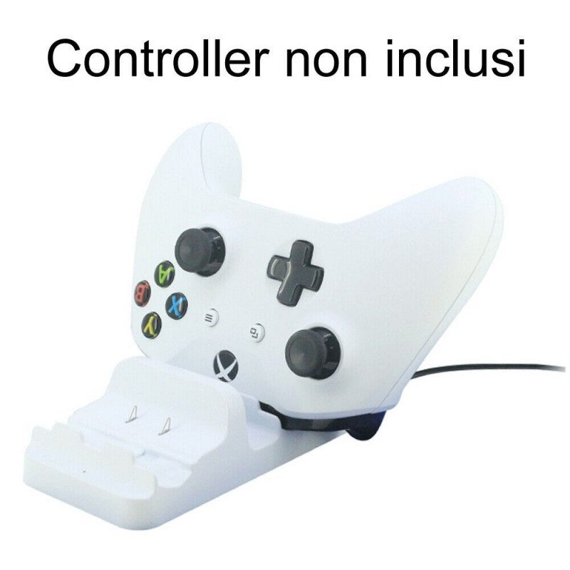 Generico Stand BIANCO supporto ricarica controller Xbox ONE S doppi...