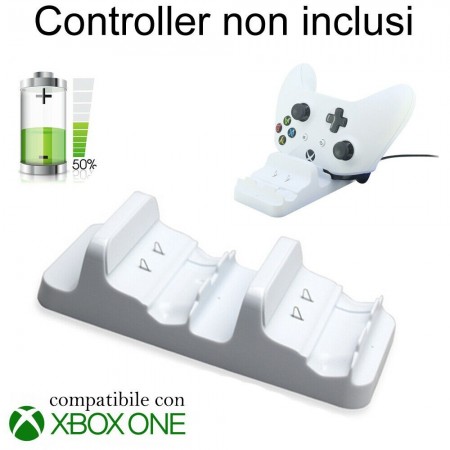 Stand BIANCO supporto ricarica controller Xbox ONE S doppio caricatore Joystick