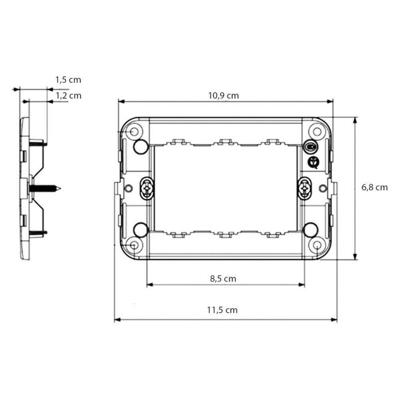Cilia 10x Supporti placca blu 3 moduli pulsanti interruttori prese ...