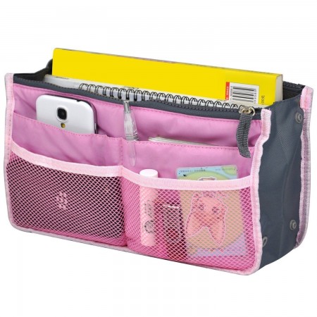 Organizzatore per borsa portaoggetti da viaggio. Comodissima pochette bag in bag - Colore Rosa