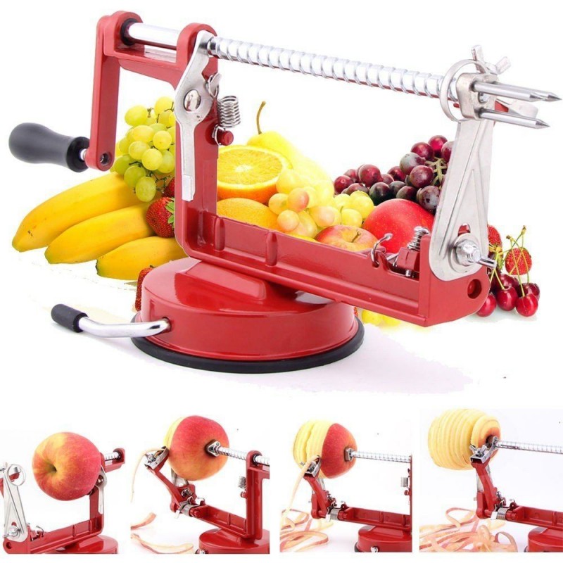 Sbuccia mela a spirale manuale 3 in 1 sbuccia frutta e verdura con asse e lame in acciaio e ventose.