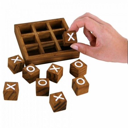 TRIS Gioco da tavolo legno Tic Tac Toe divertimento bambini amici 9 pedine