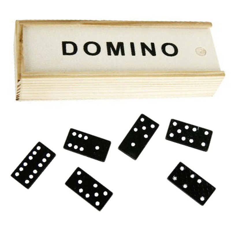 Gioco da tavolo DOMINO strategia scatola 28 pedine tessere nere puntini bianchi