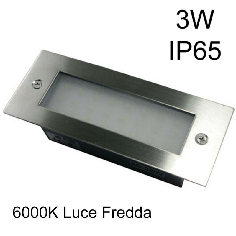 Faretto calpestabile uso esterno interno 3W luce fredda 6000K LED IP65 incasso