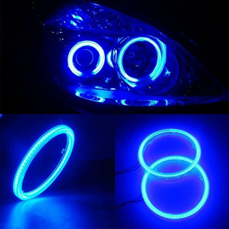 DRIWEI Coppia Fari anelli auto Angel eyes 90MM Luce Blu LED univers...