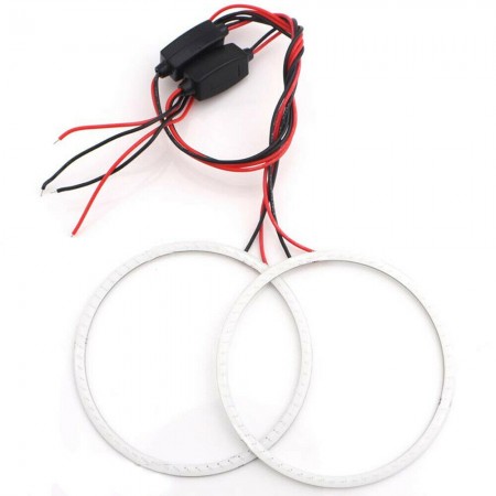 Coppia Fari anelli auto Angel eyes 90MM Luce Blu LED universali faro COB