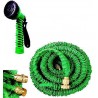 Tubo irrigazione estensibile da giardino elasticizzato dotato di raccordi in acciaio e pistola multi getto
