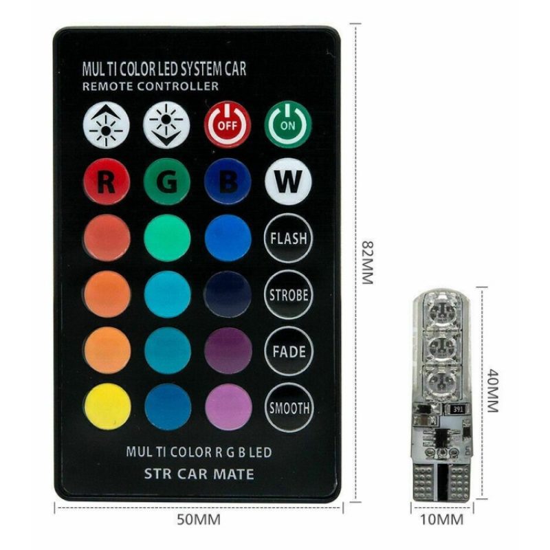DOBO 2x 6 Led RGB T10 telecomando luce multicolore fari posizione t...