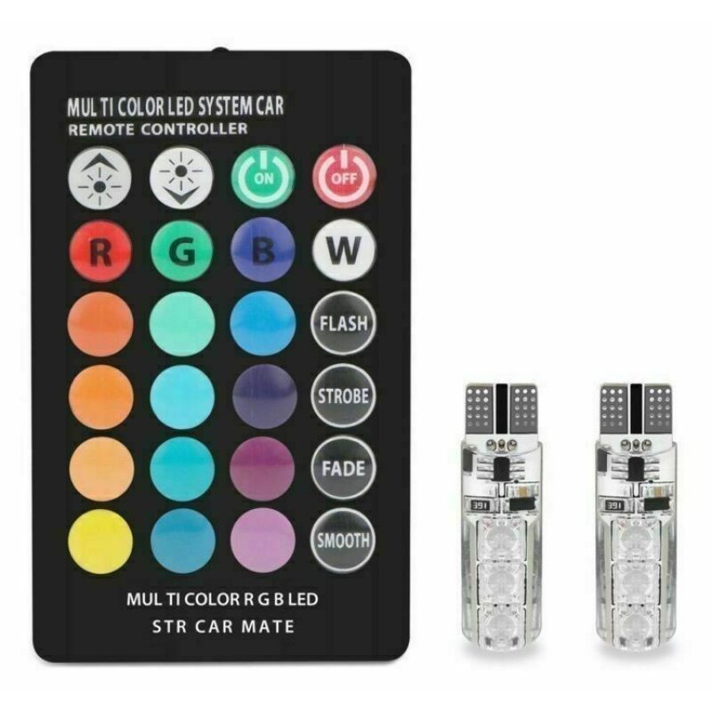 DOBO 2x 6 Led RGB T10 telecomando luce multicolore fari posizione t...