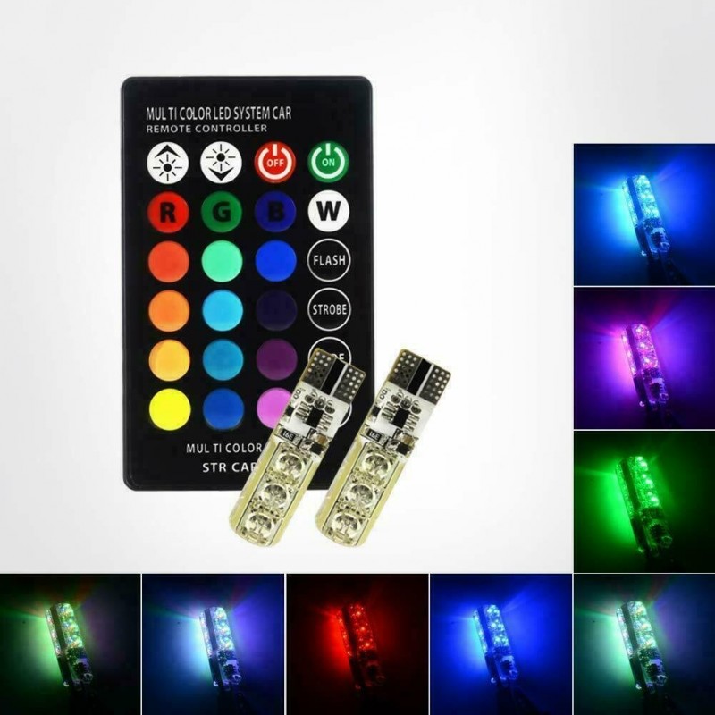 DOBO 2x 6 Led RGB T10 telecomando luce multicolore fari posizione t...