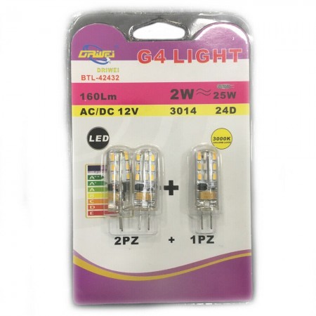 Coppia Lampadine LED Attacco G4 luce Calda Fredda 2W 3W 5W ricambi lampadina