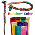 Extension sintetiche per capelli Clip colori FLUO vari 7 pezzi multicolore party