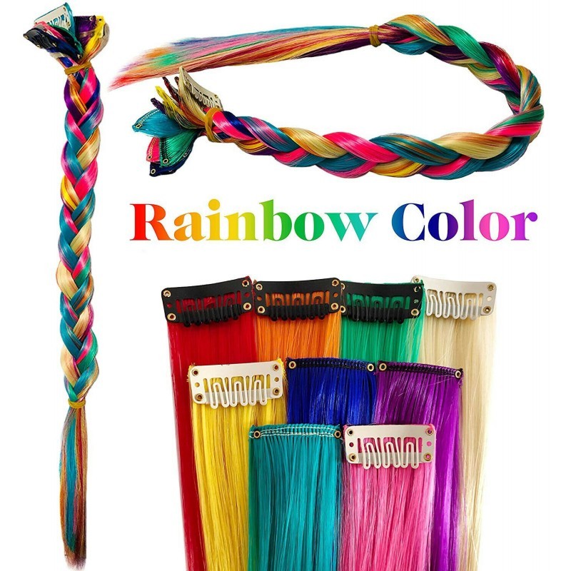 DOBO Extension sintetiche per capelli Clip colori FLUO vari 7 pezzi...