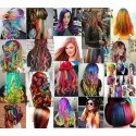 Extension sintetiche per capelli Clip colori FLUO vari 7 pezzi multicolore party