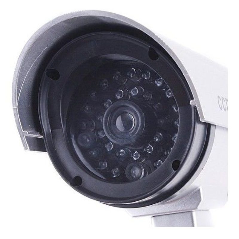 Finta telecamera di sorveglianza con Led lampeggiante e base di fissaggio