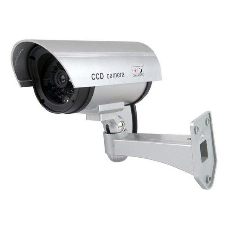 Finta telecamera di sorveglianza con Led lampeggiante e base di fissaggio