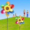 2x Girandola a vento mulino forma FIORE multicolore farfalla girasole bambini