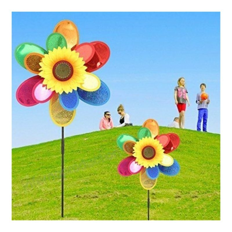 DOBO 2x Girandola a vento mulino forma FIORE multicolore farfalla g...