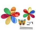 2x Girandola a vento mulino forma FIORE multicolore farfalla girasole bambini