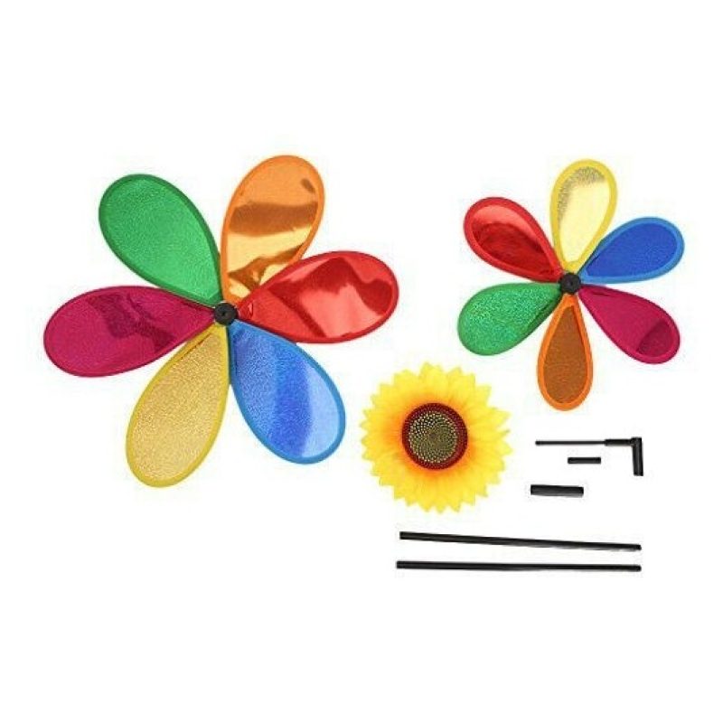 DOBO 2x Girandola a vento mulino forma FIORE multicolore farfalla g...