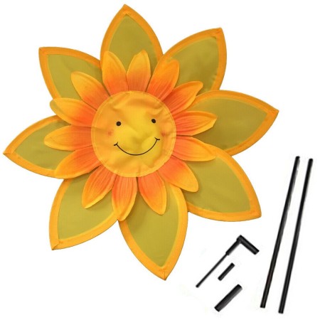 2x Girandola a vento mulino GIRASOLE smile giocattoli bimbi girandole 31cm diam