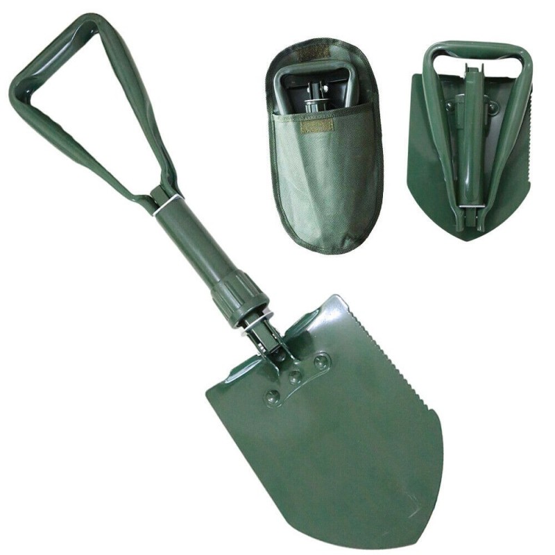 Pala militare pieghevole multifunzione seghetto emergenza in metallo custodia