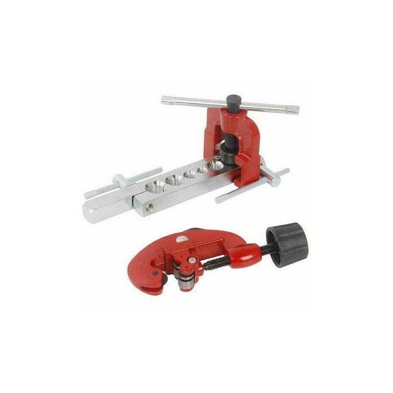 DOBO Set pagliettatrice piegatubi taglia tubi kit 6 pezzi svasatric...