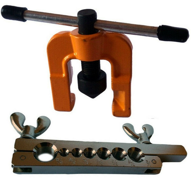 Set pagliettatrice tubi rame kit 2 pezzi svasatrice flangiatubi cartellatrice