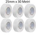 6 Rotoli Nastro carta mascheratura BIANCO carrozziere adesivo mm 25 x 30 Mt