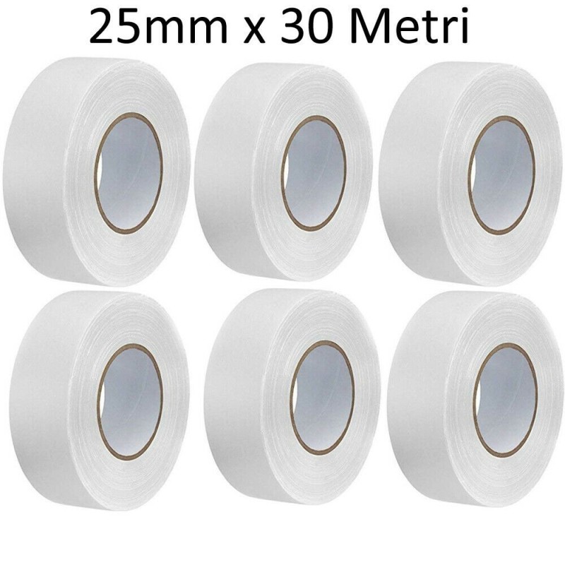6 Rotoli Nastro carta mascheratura BIANCO carrozziere adesivo mm 25 x 30 Mt