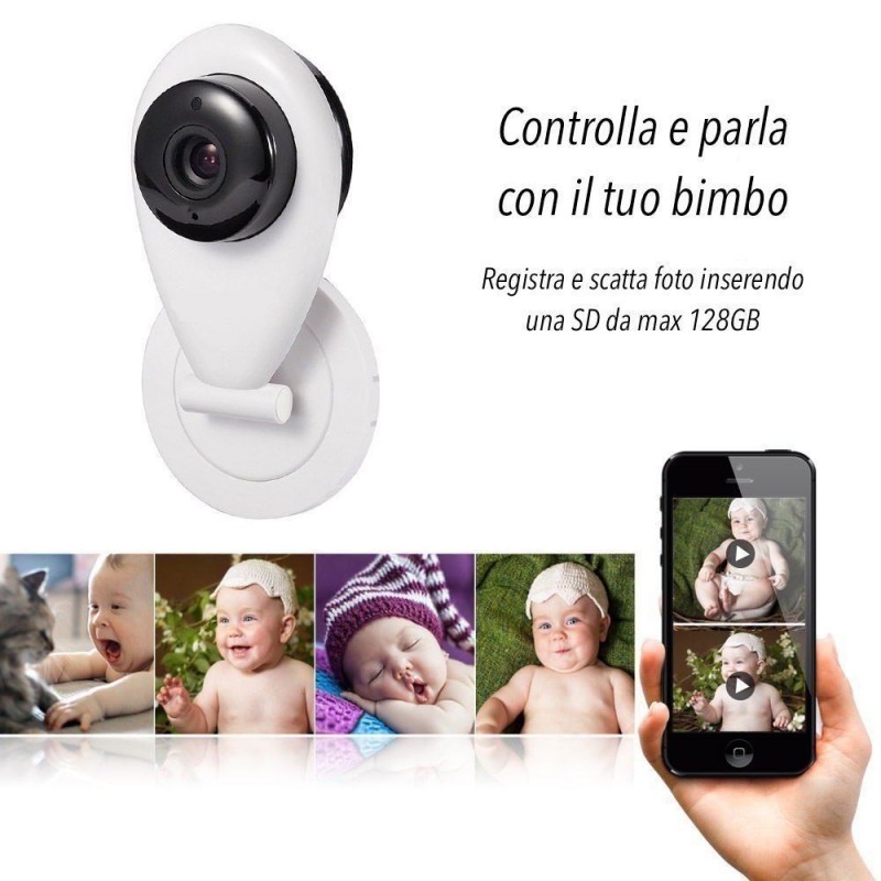 Telecamera HD di sorveglianza wireless wifi con visore notturno rilevatore di movimento e suono bidirezionale