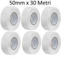 6 Rotoli Nastro carta mascheratura BIANCO carrozziere adesivo mm 50 x 30 Mt
