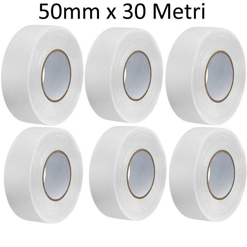6 Rotoli Nastro carta mascheratura BIANCO carrozziere adesivo mm 50 x 30 Mt
