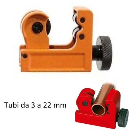 Tagliatubi compatto a rotella tubi rame alluminio diametro 3-22 mm taglia tubi