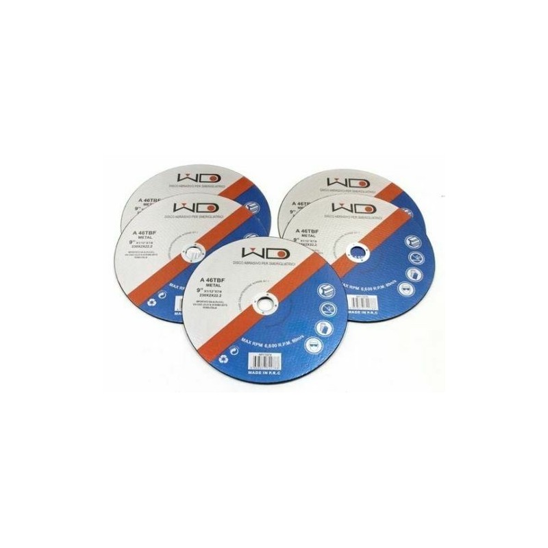 Set 5 dischi da taglio ferro per smerigliatrice angolare flex 230 mm 2 mm