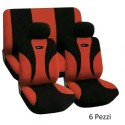 Coprisedile auto universale 6 pz colori Rosso e nero set completo fodere sedili