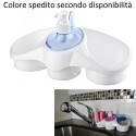 Dispenser da bagno cucina organizer erogatore sapone porta spugna panni