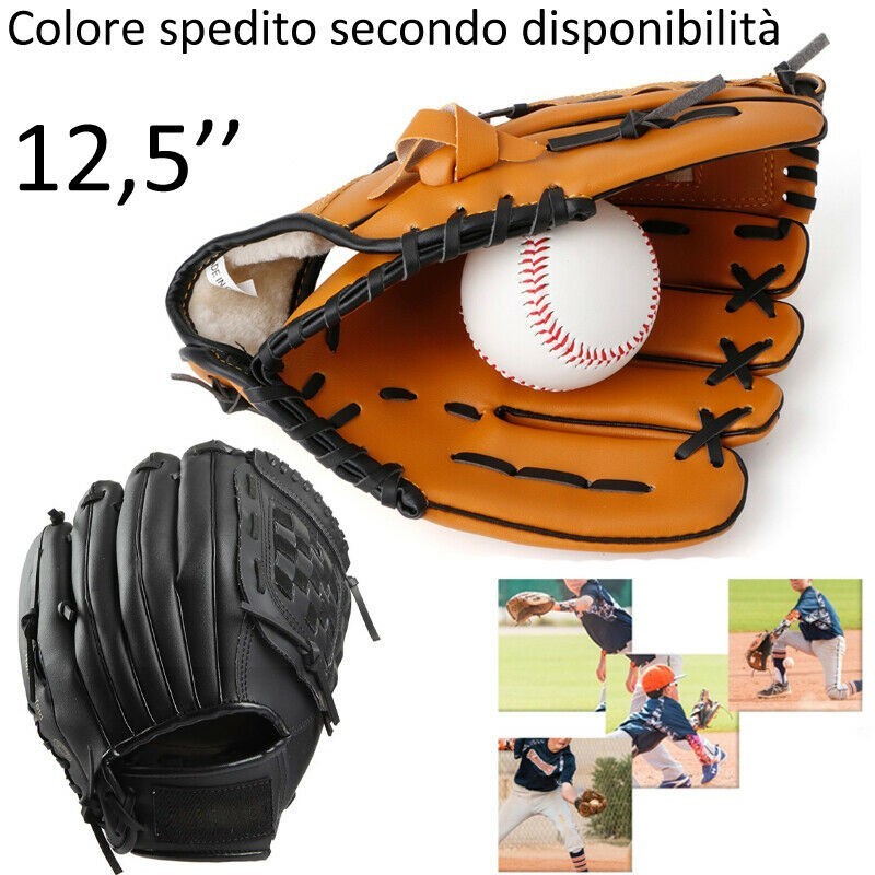 Guantone Baseball 12,5 pollici softball sport guanto allenamento Marrone Nero