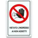 12x Cartello VIETATO L'INGRESSO AI NON ADDETTI Plastificato PVC 20x30 cm