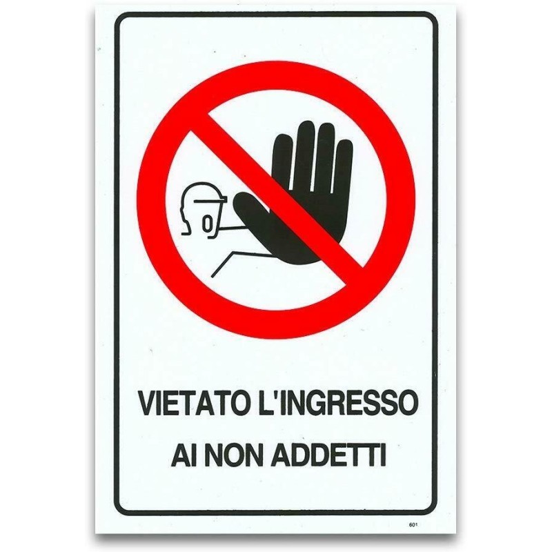 12x Cartello VIETATO L'INGRESSO AI NON ADDETTI Plastificato PVC 20x30 cm