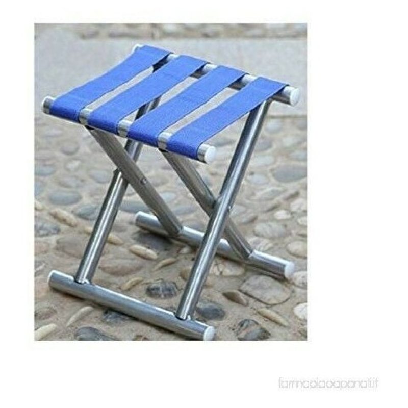 DOBO Sgabello BLU alluminio righe seggiolino pieghevole campeggio p...