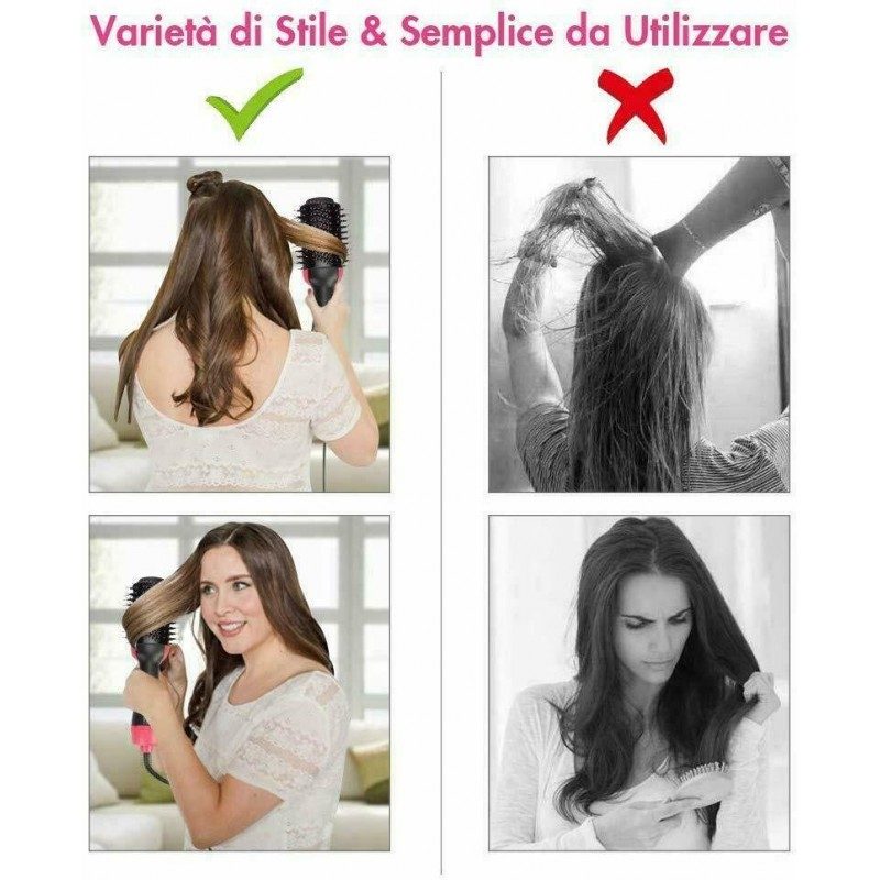 DOBO Spazzola 3 in 1 capelli lisci ricci asciugacapelli phon liscia...