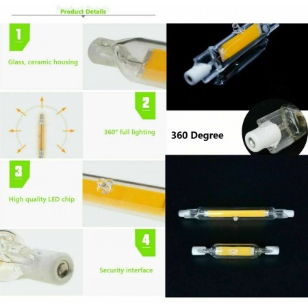 Lampada R7S led bianco caldo freddo faretto lampadina faro 7 12 W 78 118 mm