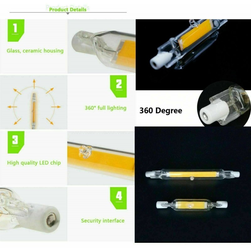 Driwei Lampada R7S led bianco caldo freddo faretto lampadina faro 7...