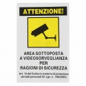 12x Cartello AREA SOTTOPOSTA A VIDEOSORVEGLIANZA PVC 20x30 cm segnaletica